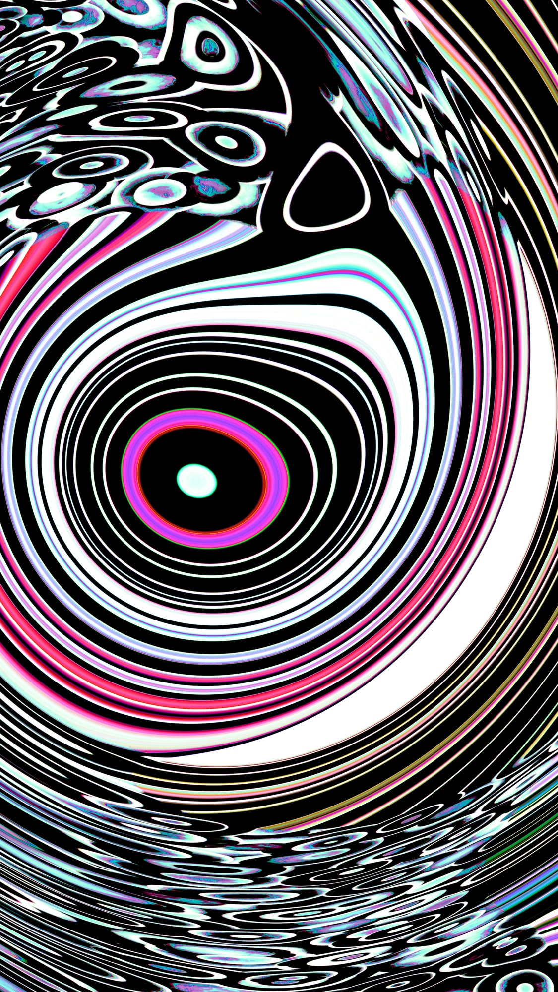 Abstract swirling pattern with pink and blue accents